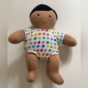 Lovevery 8” Organic Cotton Medium Skin Soft Plush Baby Doll Polka Dot Onesie